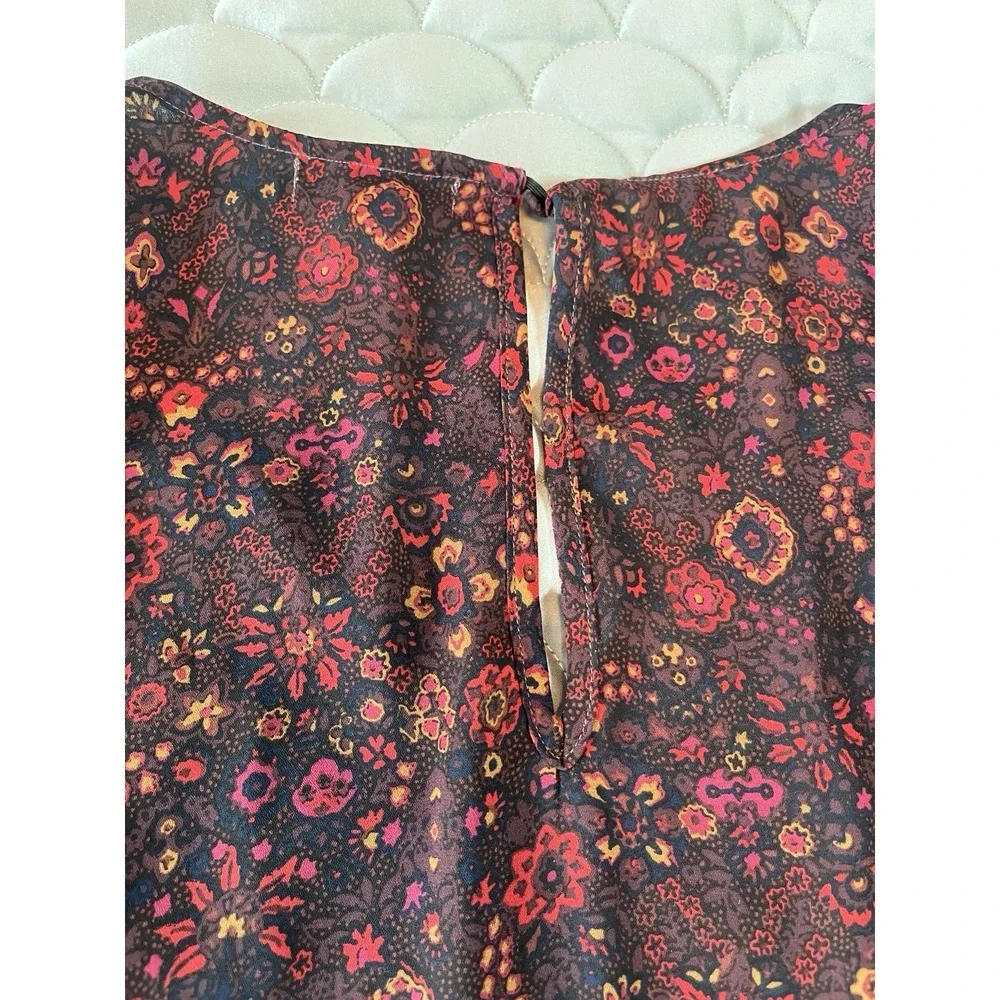 Allison Joy Evereve Tessa V Neck Puff Blouse Size XS Burgundy Autumn Moody - Picture 8 of 8